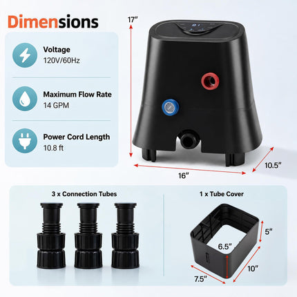 1350W Electric Heater Pump with Touch Panel and LED Display