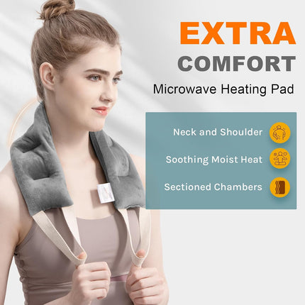 Heating Pad for Neck Shoulders and Back Microwavable Wrap Weighted Neck Warmer 32X5In Microwave Heat Wrap Rice Beanbag Lavender Scented 1.5Pounds