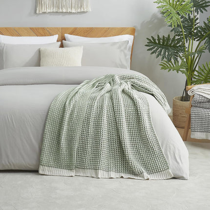 Chenille Knit Throw Blanket for Bed, Sage Green, 60"X80"