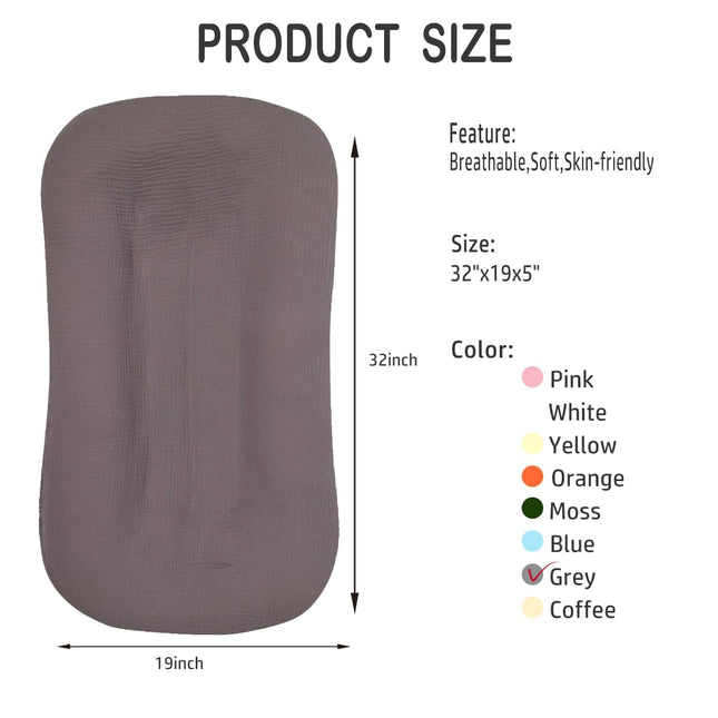 Baby Lounger Newborn 0-24 Months, Home and Travel Infant Cushion-Grey