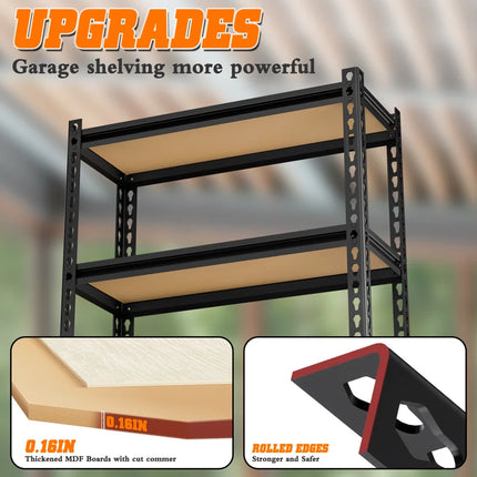 5-Tier Storage Shelving Unit, 2020 Lbs Capacity, Heavy Duty Adjustable Metal Utility Shelf, for Garage, Kitchen, Pantry, Basement, Bathroom, Laundry