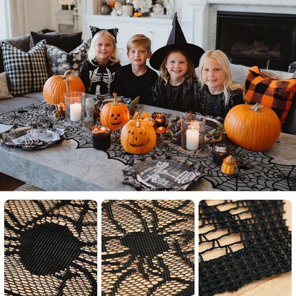 Table Runner for Halloween,18"X72" Lace Spider Web Table Decor