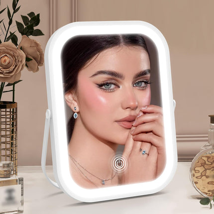 6X8 Inch Rechargeable Makeup Mirror with Lights, 3 Color, Portable