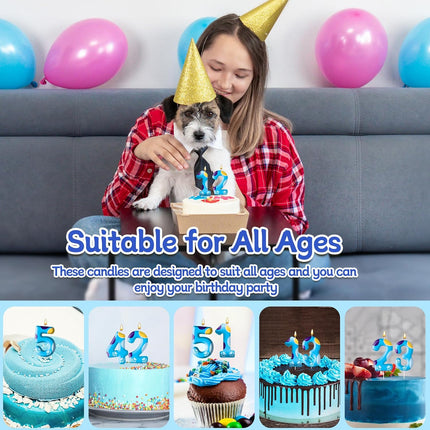 Blue Dog Paw Birthday Candles Cake Topper Numeral Birthday Candles for Boy Girl Dog Paw Decoration(Number 4)