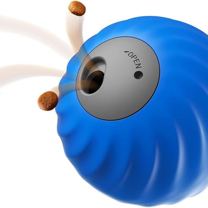 Interactive Pet Food Dispensing Ball, Electronic Treat Puzzle Toy for Cats and Small Dogs, 2.83 Inch Diameter, USB Type-C Charging (Blue)