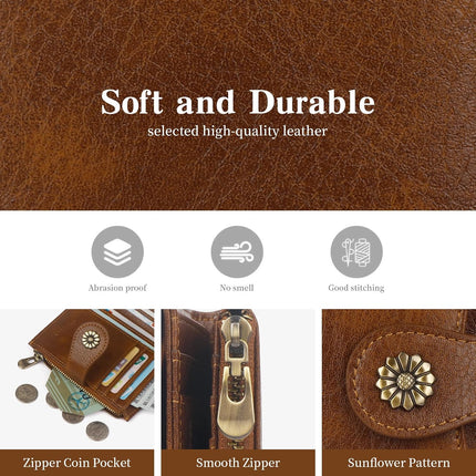 Small Bifold Wallet Women with Removable ID Window