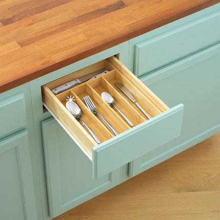Bamboo 5 Slot Flatware Drawer Organizer for Kitchen Utensils
