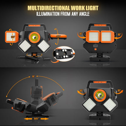 5000LM Rechargeable Work Light, Magnetic LED, Foldable & Rotatable