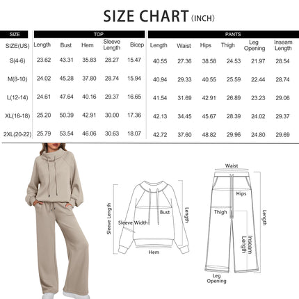 2 Piece Outfits Women Sweatsuits Drawstring Sweatshirt Lounge Sets 2025 Fall Wide Leg Sweatpants Tracksuit with Pockets
