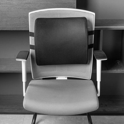 Rectangular Memory Foam Back Support Cushion for Office Chairs, Non-Slip Base for Long Sitting, Black