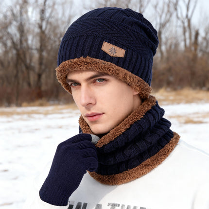 Men'S Winter Beanie Hat Scarf and Touch Screen Gloves Set for Women,Red
