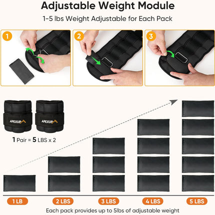 10Lbs/Pair Adjustable Ankle Weights + 20Lbs Weighted Vest for Men Women