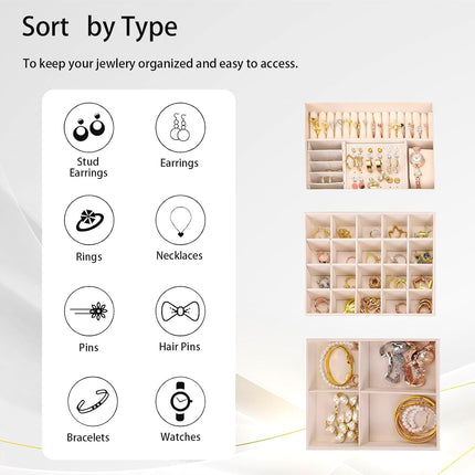Jewelry Organizer Box PU Leather Double-Layer Pull-Out Drawer & Multiple Compartments - Premium Jewelry Storage for Necklaces, Rings, Bracelets - Nice Christmas Gift for Women, Men