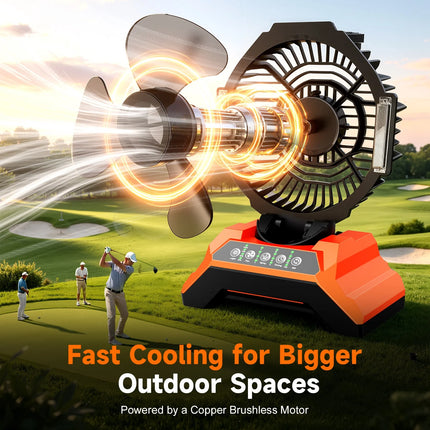 Portable Misting Fan with 15L Bucket, 30000Mah Spray Fan with Night Light, 9.5-Inch Camping Fan with Remote Control, 4 Wind Speed & 4 Spray Mister, for Patio,Fishing,Yard,Beach,Golf