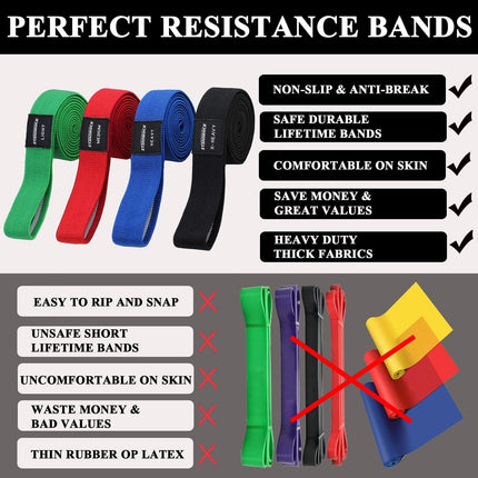 Fabric Resistance Bands for Working Out, 3 and 4 Levels Booty Bands Long Resistance Bands for Women and Men | Elastic Bands for Exercise Bands Resistance Workout Bands Resistance