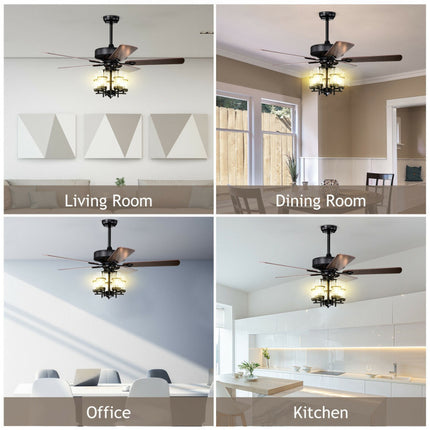 50 Inch Noiseless Ceiling Fan Light with Explosion-Proof Glass Lampshades