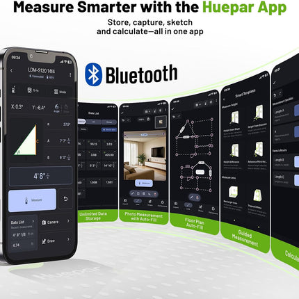 395FT Bluetooth Laser Measuring Tool with Angle Sensor, Fathers Day Dad Gifts,  1/16In Accuracy Laser Distance Measurement Tool, M/In/Ft, Digital Laser Room Measuring Device, Distance Meters