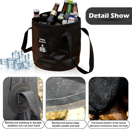 Collapsible Bucket with Handle, Lightweight Folding Water Container, Portable Co