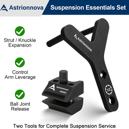 Automotive Repair Tool Bundle: 4-Piece Low Profile Magnetic Impact Socket Adapter Set (1/4" to 1" Cr-Mo Steel) & 2-Piece Suspension Tool Set (Strut Spreader & Lower Control Arm Prying Tool for FWD)
