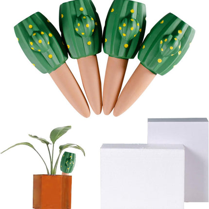 4 Pack Terracotta Watering Spikes, Self Watering Planter Insert, Small Watering Globes for Vacation Care, Garden/Office/Outdoor/Indoor Plants