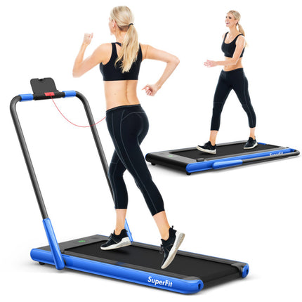2.25 HP 2-In-1 Folding Walking Pad Treadmill with Remote Control and LED Display