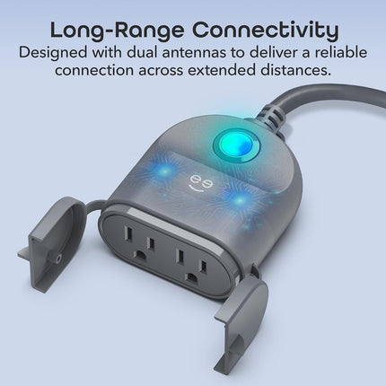 Outdoor Duo Wi-Fi Smart Plug, Weatherproof Dual Socket, Wireless Remote Control, Works with Alexa & Google Home, 2 Outlets