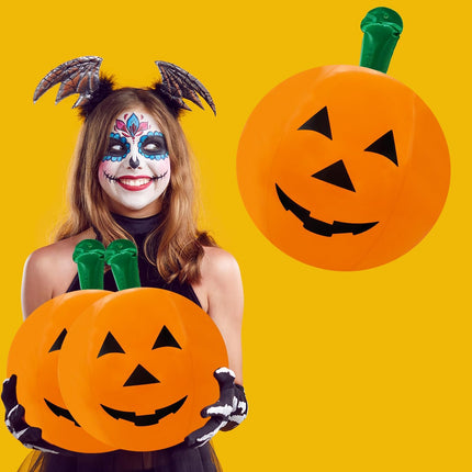 3-Count Halloween Summerween Pumpkin Inflatable Beach Ball Decorations, Summerween 16" Tall, Halloween Pumpkin Toy (3-Pack)
