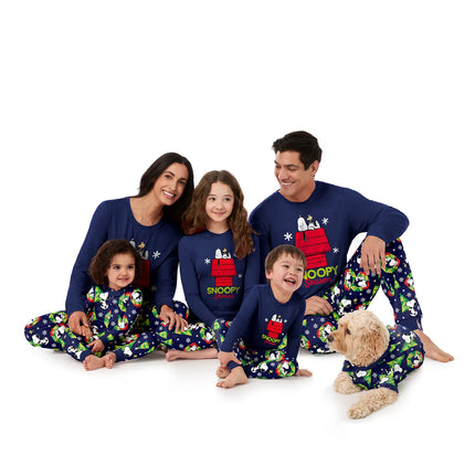 Snoopy Unisex Kids Matching Family Pajamas Top and Pants Set, 2-Piece, Sizes 6-12