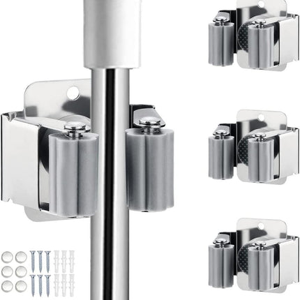 Durable 3PCS Mop and Broom Holder - Versatile Wall Mount Garden Tool Organizer