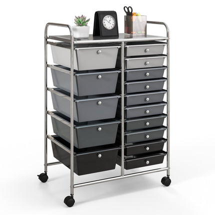 15-Drawer Utility Rolling Cart with Drawers Multi-Use Storage