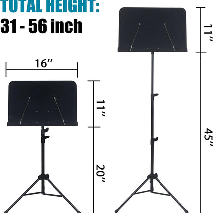 Sheet Music Stand Lightweight with Carrying Bag - Iron Panel, Portable Dual Use Desktop Book Stand
