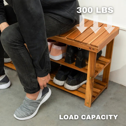 3-Tier Solid Wood Shoe Rack