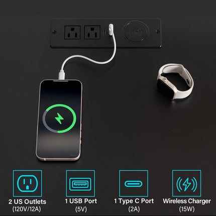 Nightstand Set of 2 Wireless Charging Station USB Port Type C Outlets Modern Bedside Table 3 Drawer Smart LED Nightstand Tall Night Table Gray High Gloss End Side Table for Livingroom Bedroom