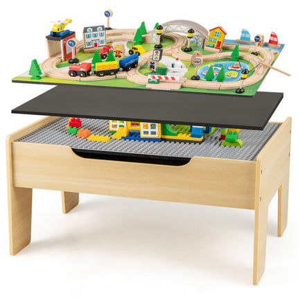 78 Pieces Wooden Train Set Activity Railway Playset for Kids Aged 18M+