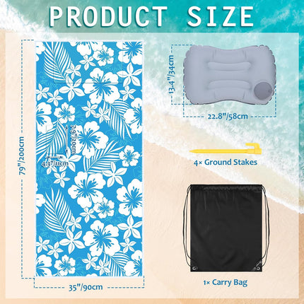 79"×35" Beach Blanket Waterproof Sandproof with Inflatable Pillow