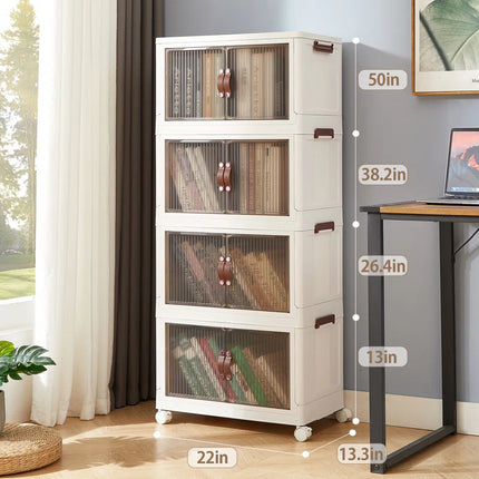 4 Tier Stackable Foldable Storage Bins with Lid and Wheels