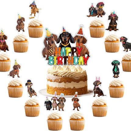 25 Dachshund Cake Toppers - Dachshund Dog Cake Decorations for Parties & Birthdays