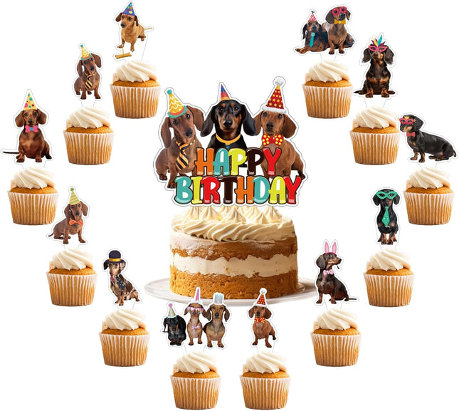 25 Dachshund Cake Toppers - Dachshund Dog Cake Decorations for Parties & Birthdays