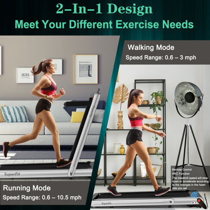 4.75HP 2 in 1 Folding Walking Pad Treadmill with Remote APP Control