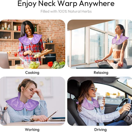 Microwavable Heated Neck Wrap Warmer and Shoulder Weighted Heating Pad Microwave for Hot and Cold Compress - Purple