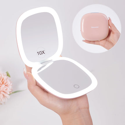 Compact Mirror with Light-4 Inches Compact 1X/10X Magnifying Mirror