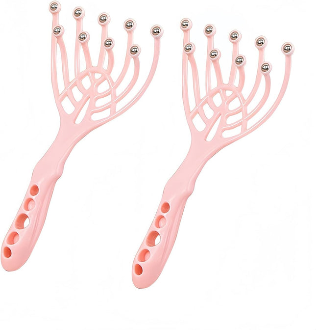 9-Finger Scalp Massager, Handheld Manual Head Scratcher with 360° Rotating Steel Beads, Waterproof Massage Tool for Hair Care, Itch Relief & Relaxation