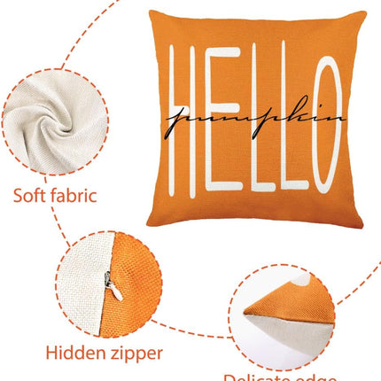 4Pcs Fall Pillow Covers 18 X 18 Inch Autumn Pumpkin Maple Leaves Harvest Throw Pillow Covers Cushion Cases for Thanksgiving Couch Sofa Outdoor Indoor Home House Decor