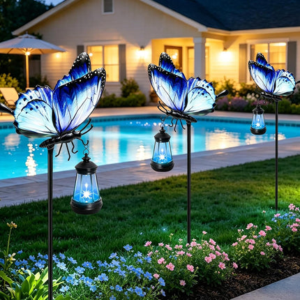 Solar Lights Outdoor 32.7In Metal Butterfly Garden Stakes with Solar Lights