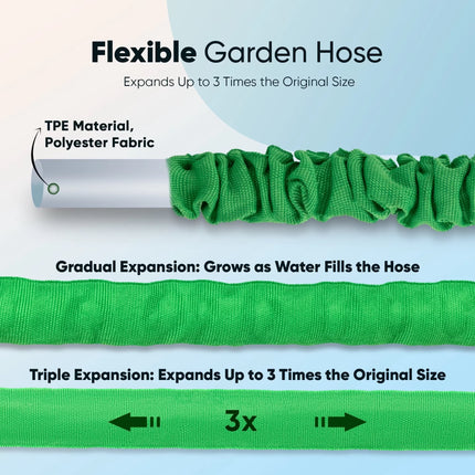 50Ft Expandable Flexible Garden Water Hose, 7 Sprayer Nozzle, Nylon, Outdoor