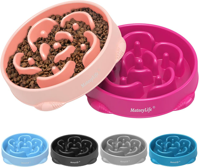 2-Pack Slow Feeder Dog Bowls, 4 Cups, Dog Puzzle Feeder Bowl