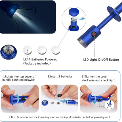 Grabber Tool Magnetic, Bendable Reacher with LED Lights, Blue