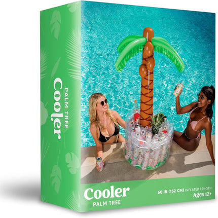 60" Inflatable Palm Tree Ice Chest Cooler,Luau Party Decorations,Summer Outdoor Drink Cooler with Drink Holder