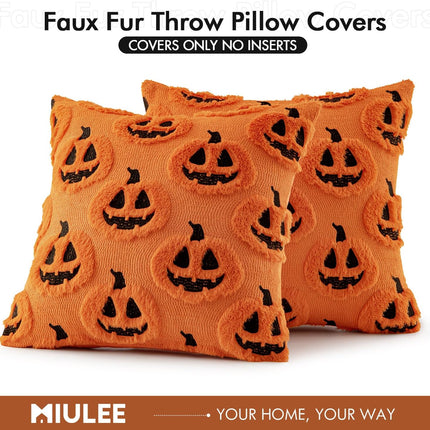 Halloween Fall Pumpkin Throw Pillow Covers 18X18 Orange-Black
