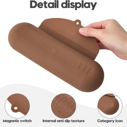 Silicone Makeup Brush Holder，Travel Makeup Bag-Soft Portable Cosmetic Face Brushes Holder，Large Travel Makeup Brush Case with Anti-Fall Out Magnetic Closure